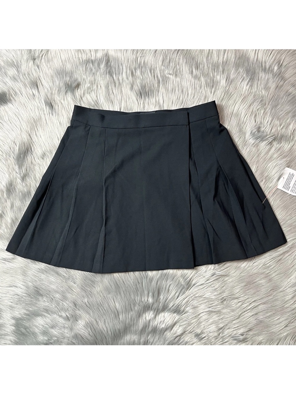 Asos Design Black Pleated Wrap Mini Skirt Size 8